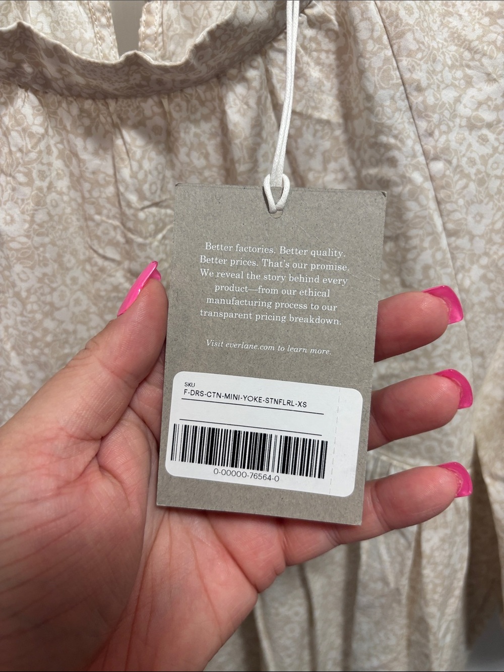 Everlane The Shirred Sandstone Floral Puff Sleeve Mini Yoke Dress - Picture 3 of 6